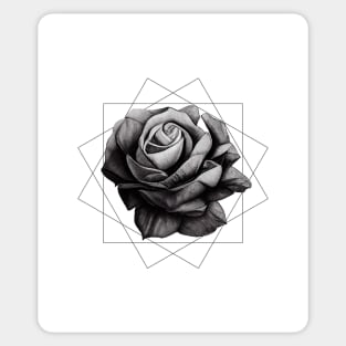 Rose Flower over a Geometric Pattern || Pencil Sketch Sticker